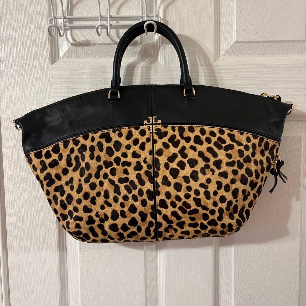 Tory Burch Ivy Leopard Slouchy Satchel